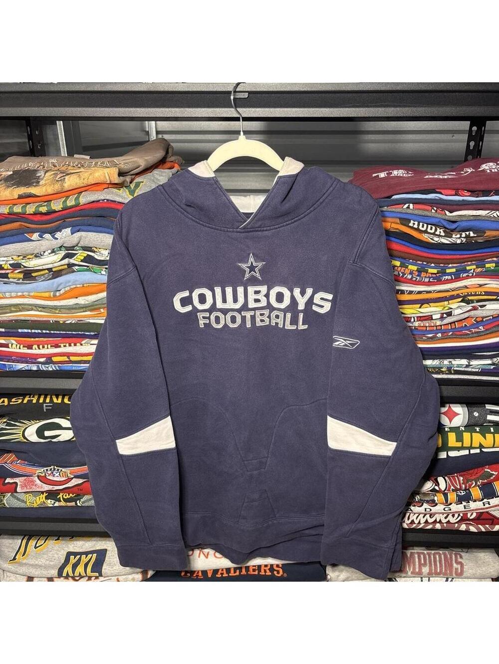 Vintage Y2K Reebok Dallas Cowboys Football Hoodie Sweatshirt Embroidered 2XL